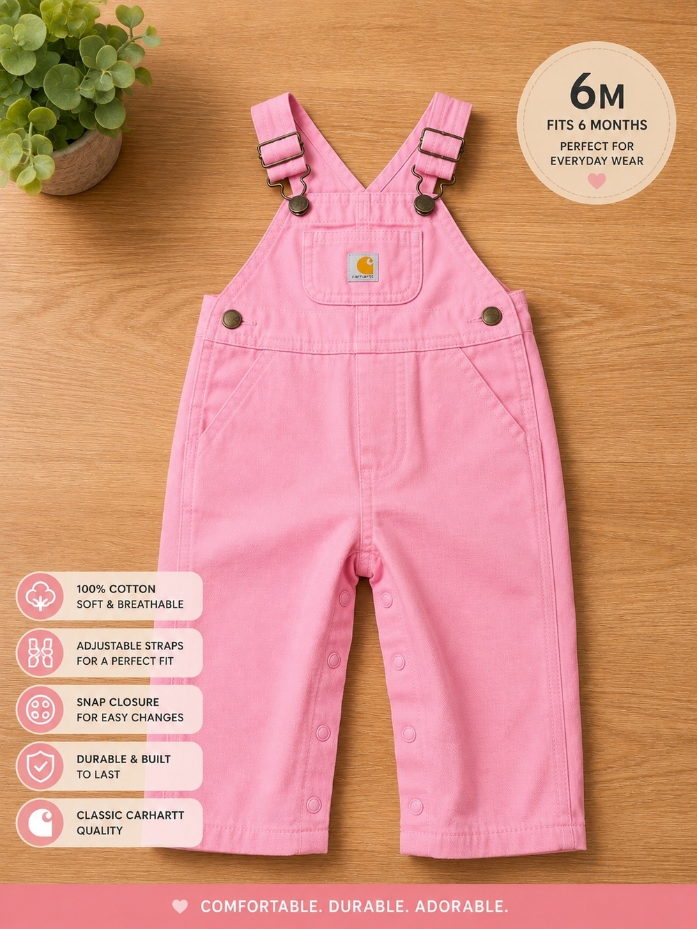 Carhartt Pink Baby Girls Overalls
